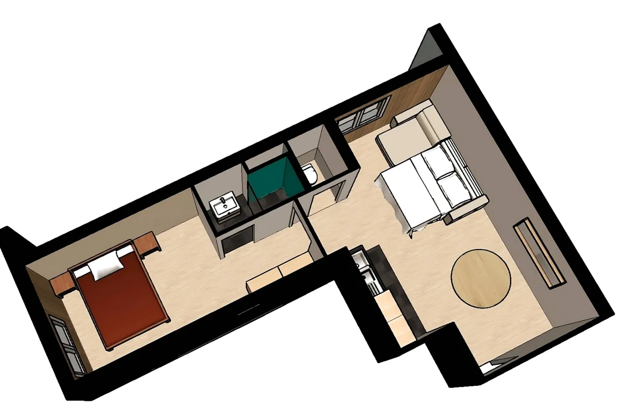 Appartement 21 : plan en 3D